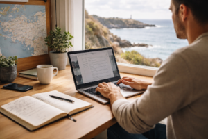 Rédacteur web professionnel travaillant depuis la Bretagne sur du contenu optimisé pour le référencement